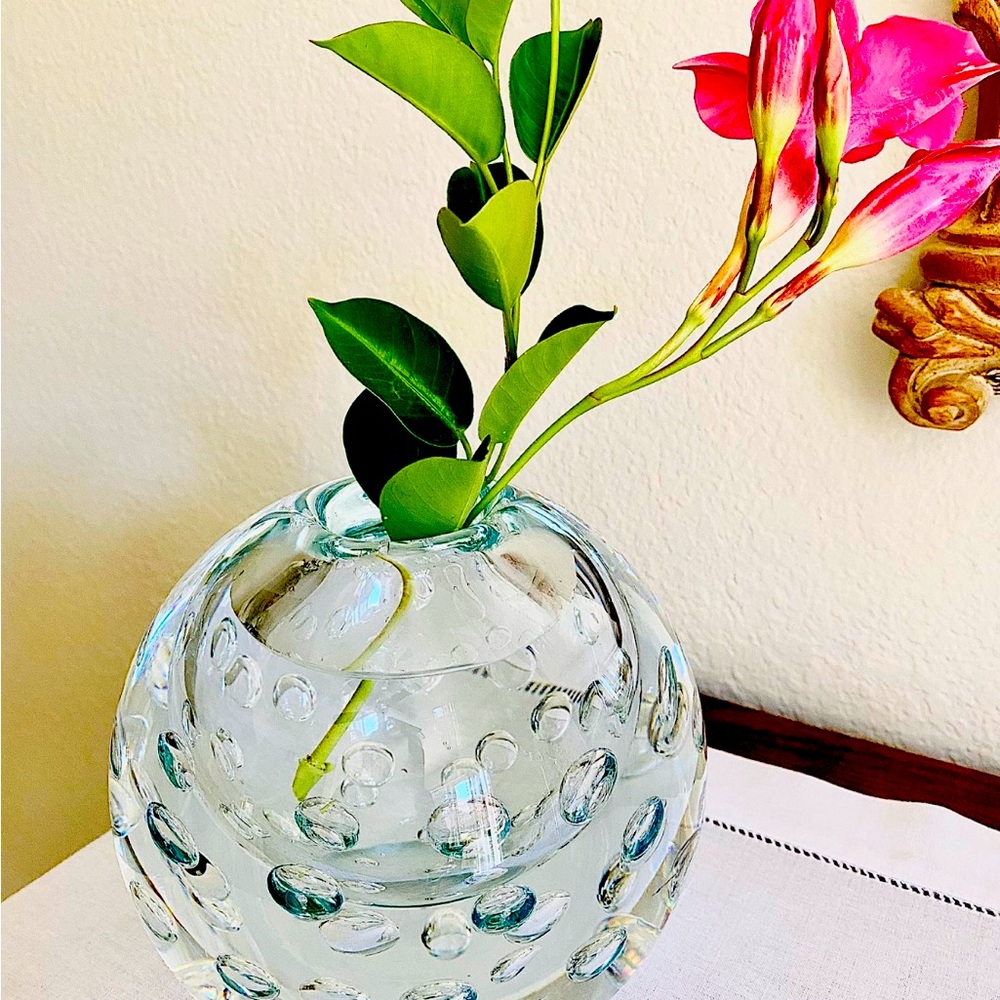 Vintage Beranek Crystal vase. Handmade in the Czech Republic.
